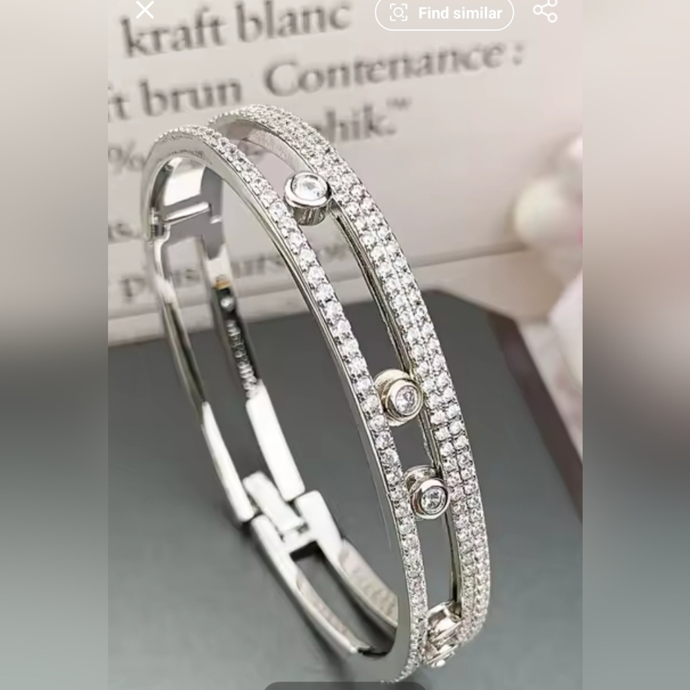 SALE! GORGEOUS Silver Double Sliding Diamond CZs Bracelet